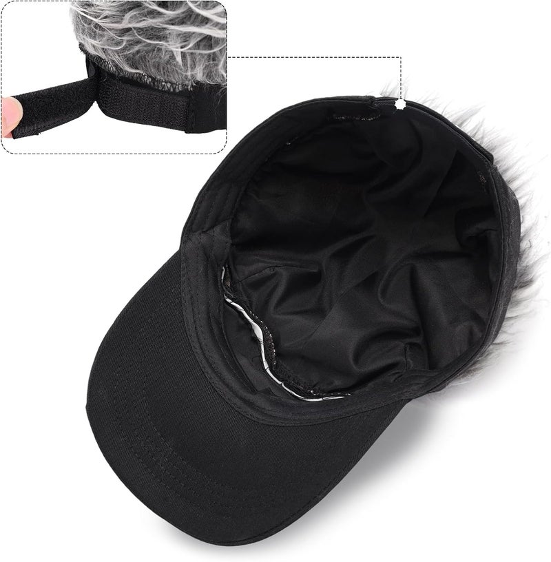 Regilt Men’s Visor Hat with Hair Funny Spiked Hair Wig Hat Novelty Adjustable Baseball Cap - Image 4
